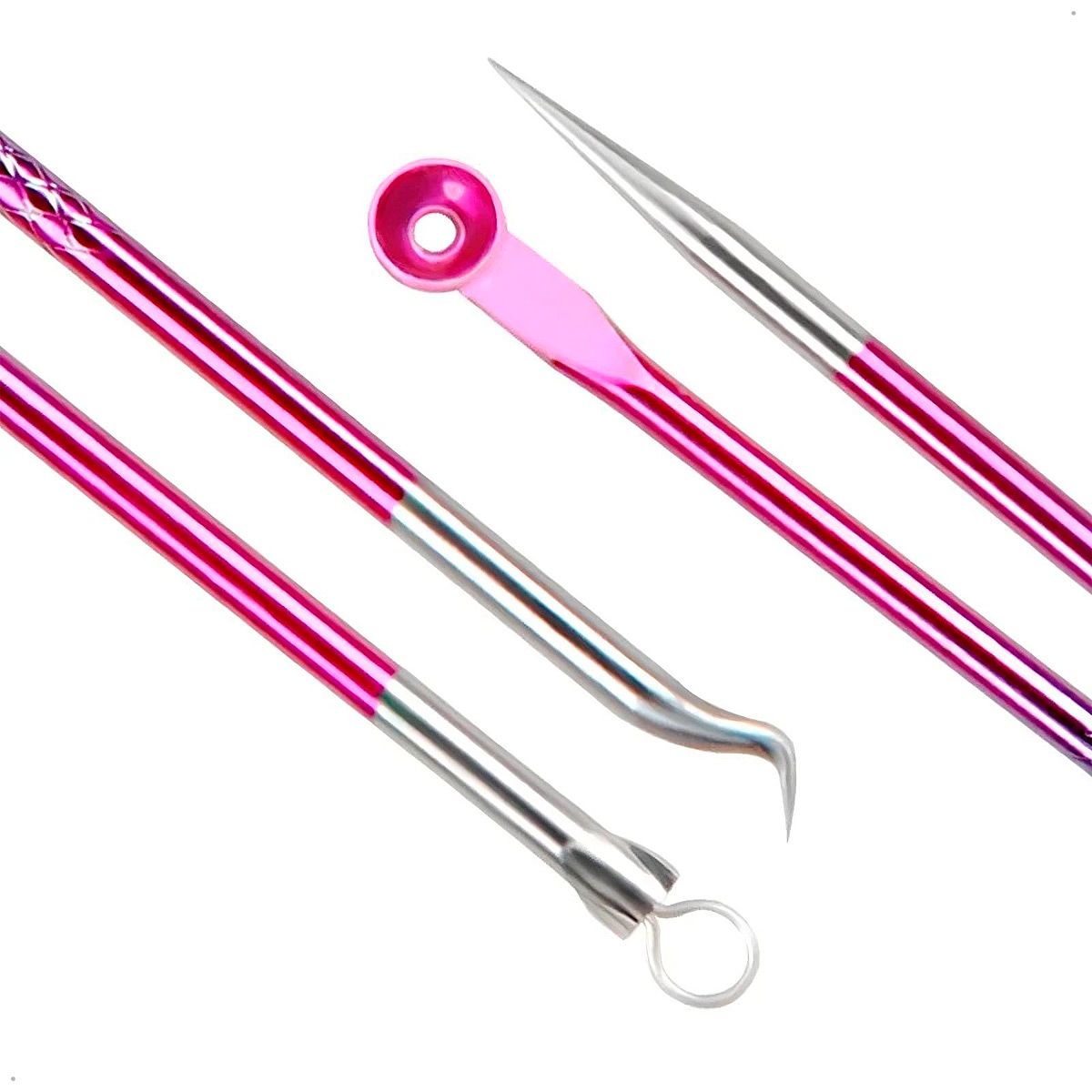 GENERICO - Extractor de Espinillas 4 piezas Limpieza Barritos Acne