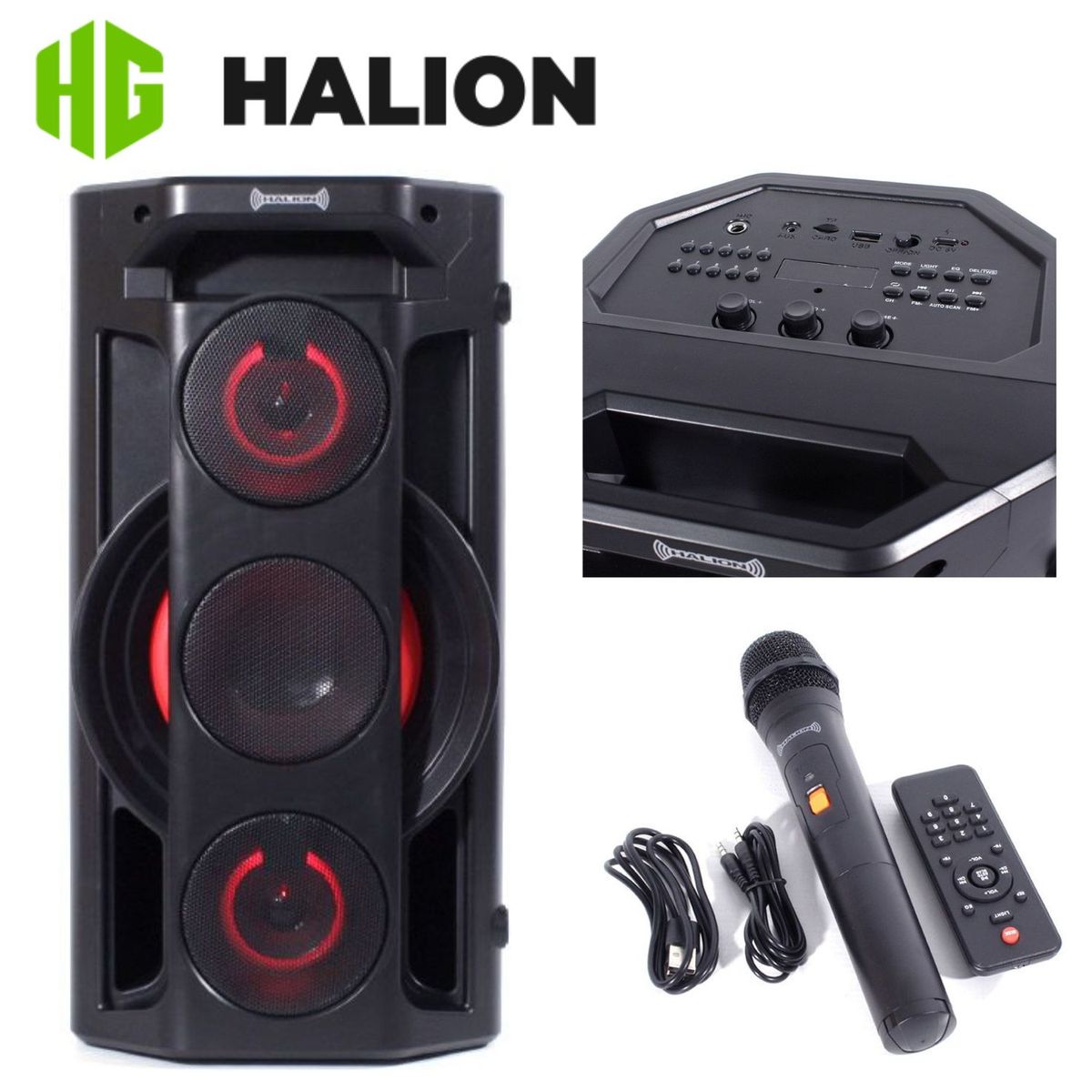 HALION - Parlante Portatil Halion HA-R62 250 W Con Micrófono