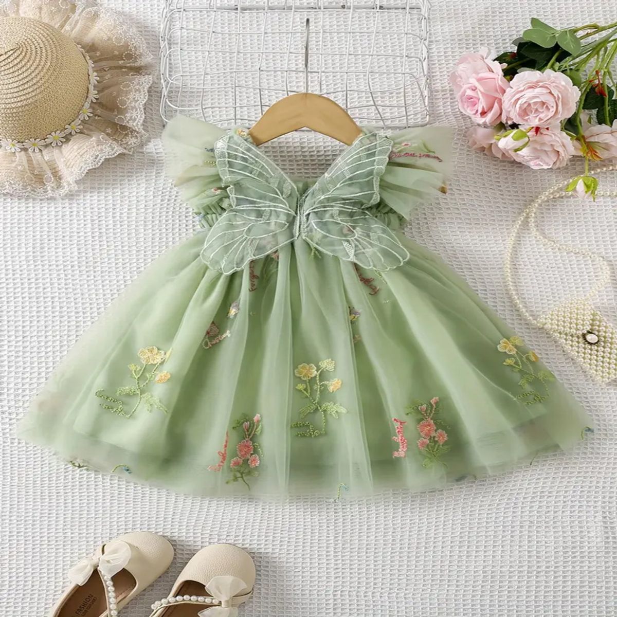 GENERICO - VESTIDO PARA BEBE DISEÑO  MARIPOSAS VERDE