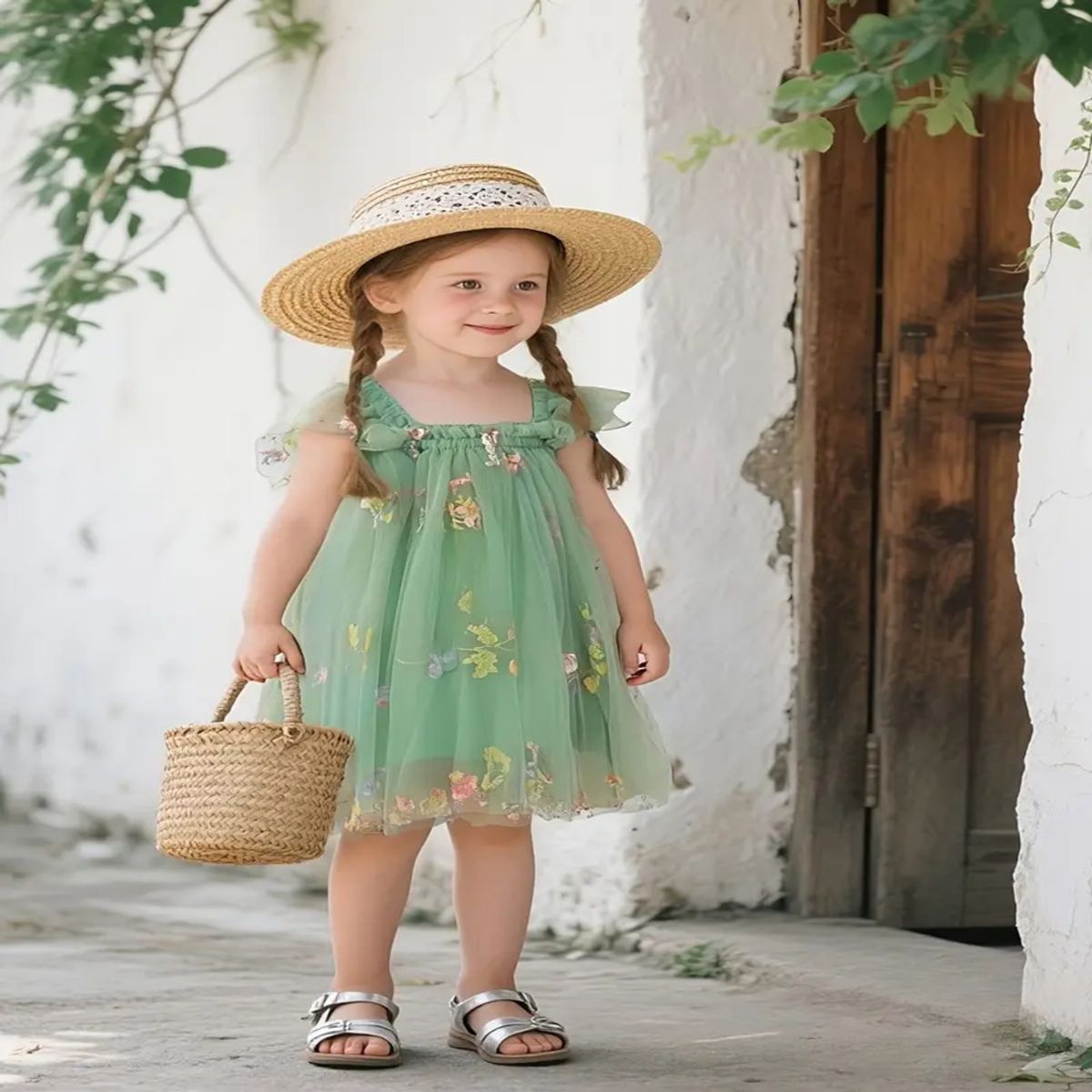 GENERICO - VESTIDO PARA BEBE DISEÑO  MARIPOSAS VERDE