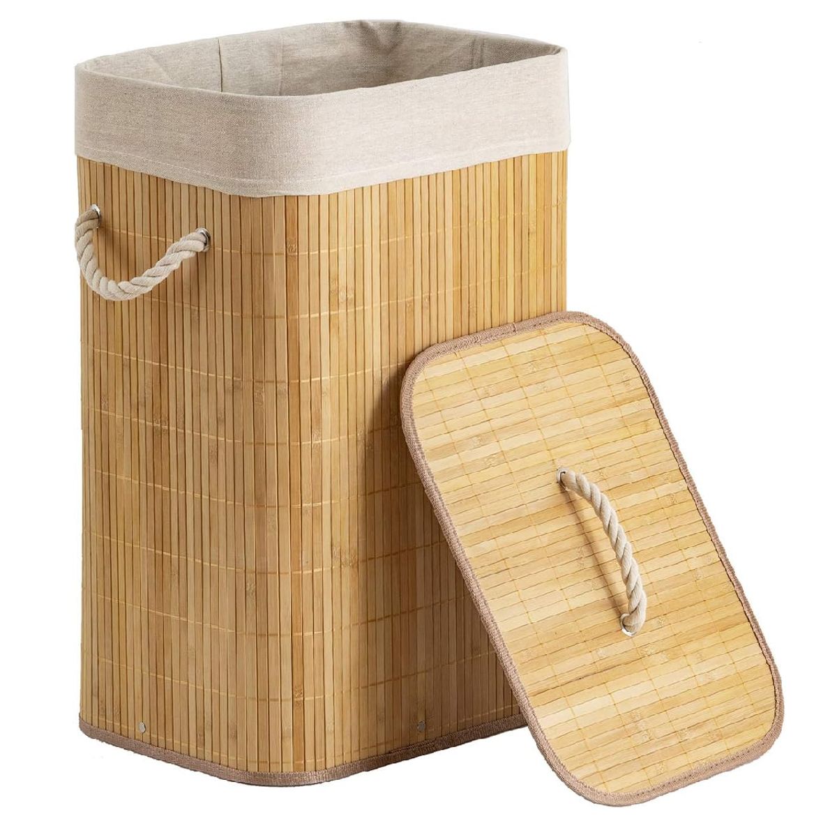 GENERICO - Cesta De Ropa Redonda De Bambú Plegable