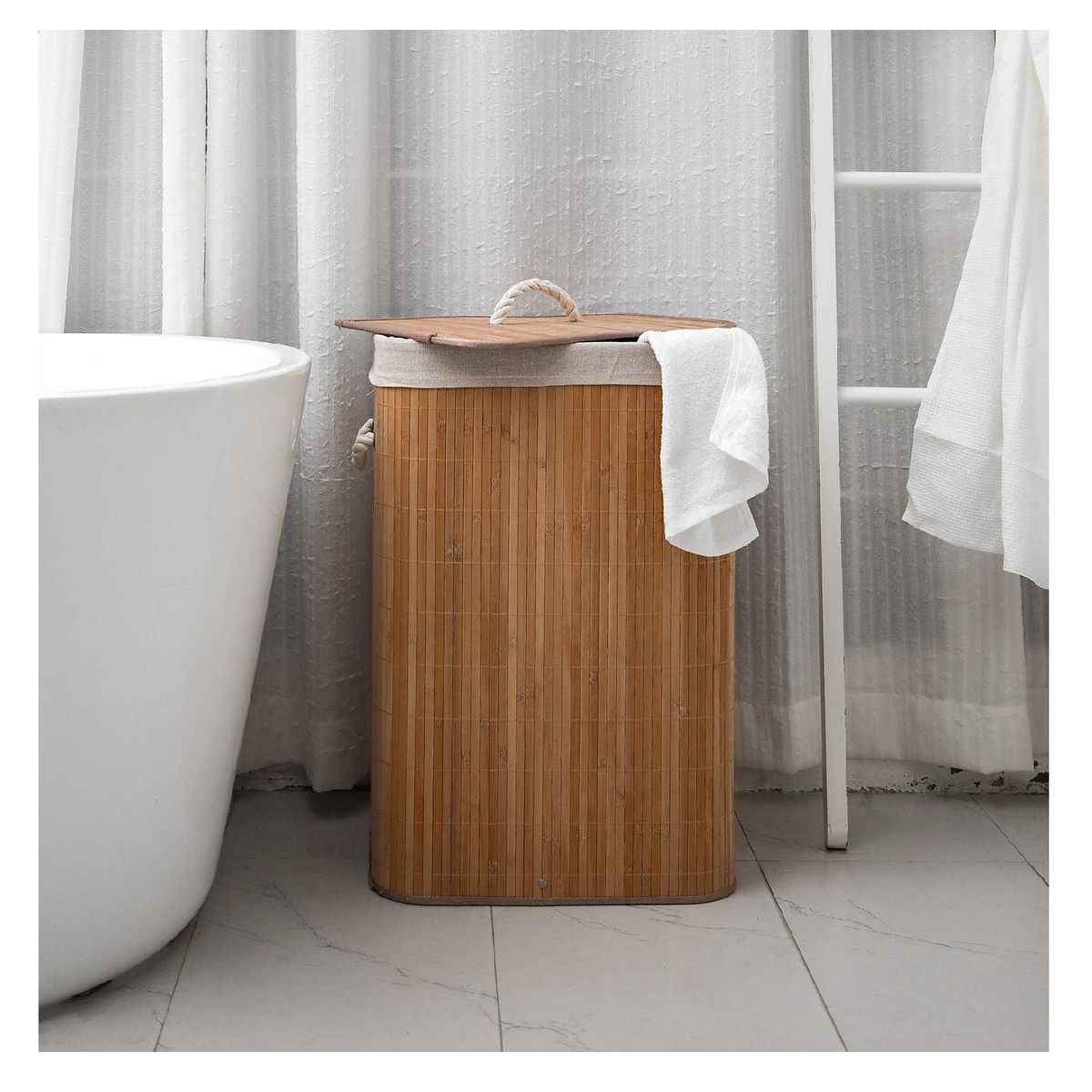 GENERICO - Cesta De Ropa Redonda De Bambú Plegable