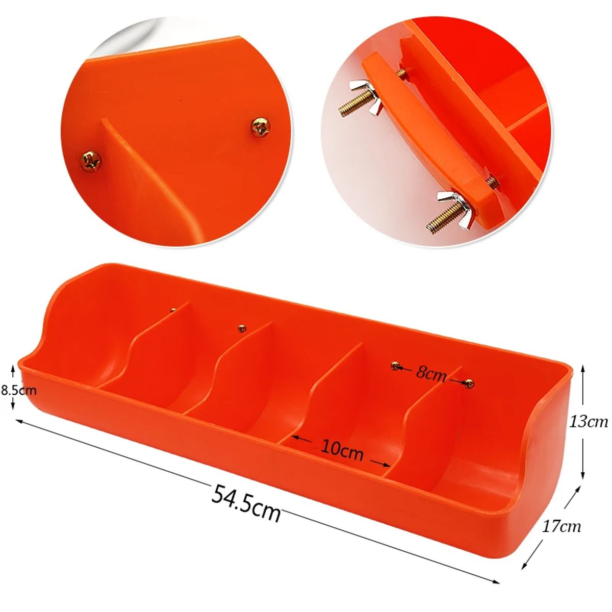 GENERICO - COMEDERO PARA LECHONES LINEAL DE 5 DIVISIONES NARANJA