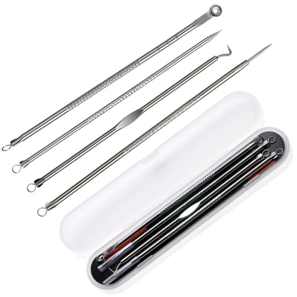 GENERICO - Extractor de Espinillas 4 piezas Limpieza Barritos Acne
