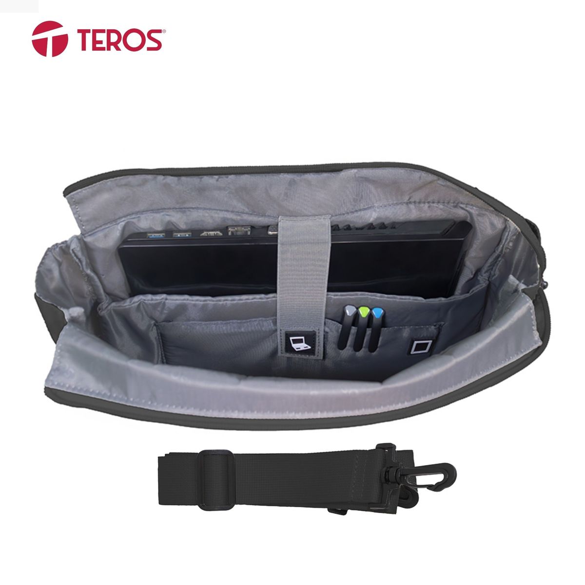 TEROS - BOLSO DE HOMBRO TEROS ROSSAN BLACK TE-9031BK NOTEBOOKS 15.6 PULG