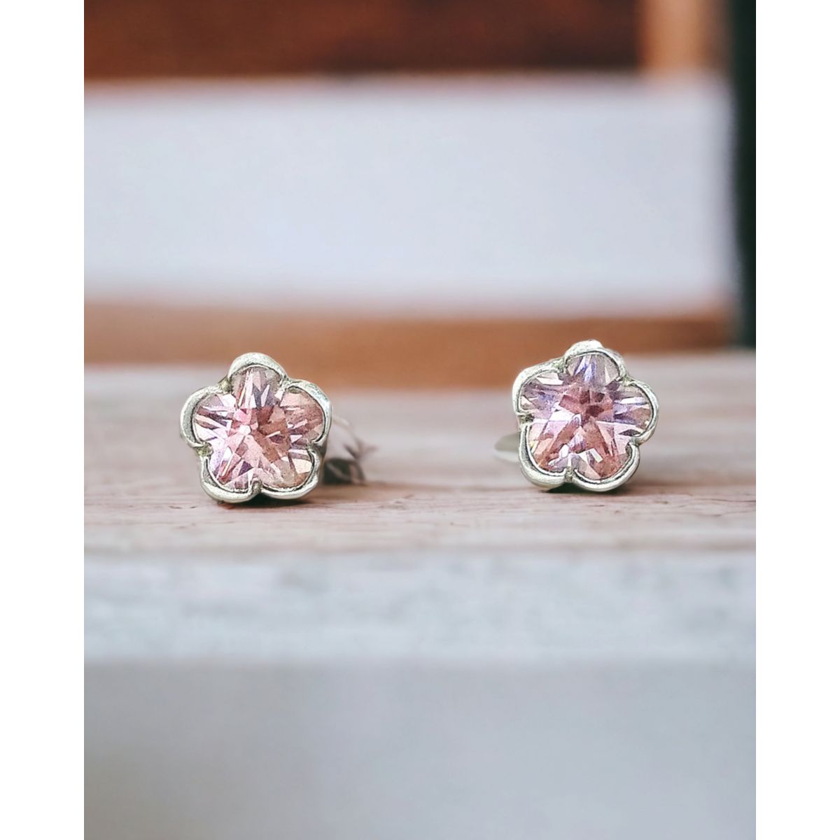 GENERICO - ARETE TREBOL ROSA EN PLATA