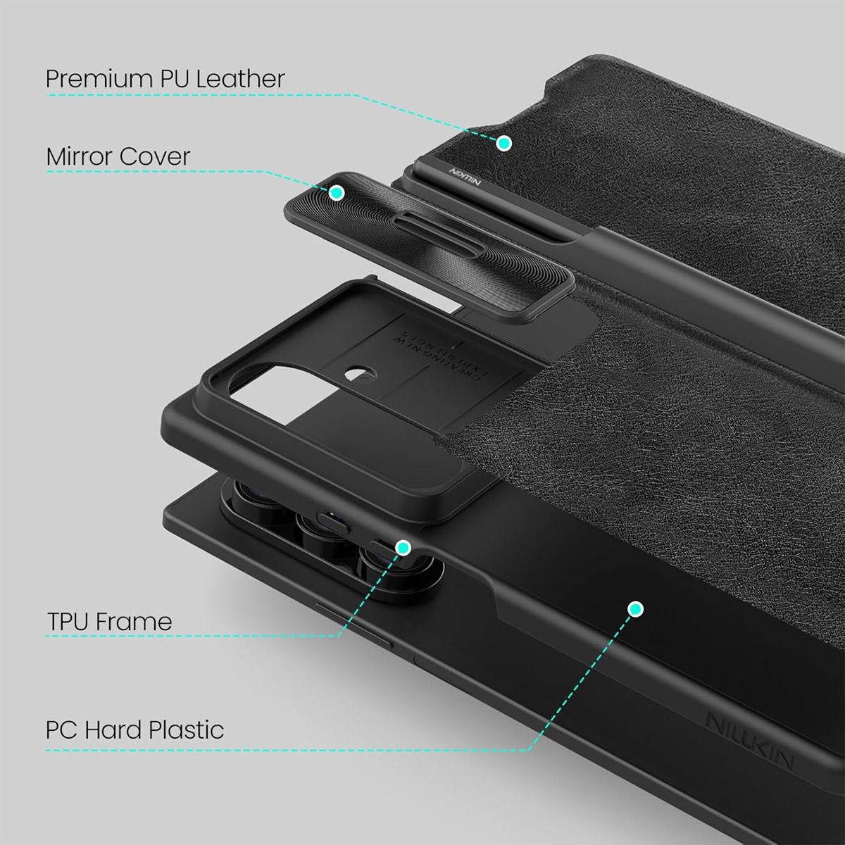 NILLKIN - Funda de Cuero Qin Pro con Lápiz para Galaxy Z Fold 7 - Negro