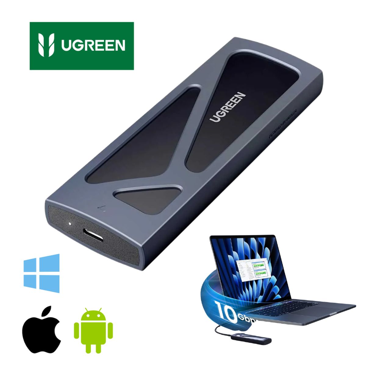 UGREEN - Ugreen Adaptador Case Externo para SSD M2 NVMe SATA 10Gbps