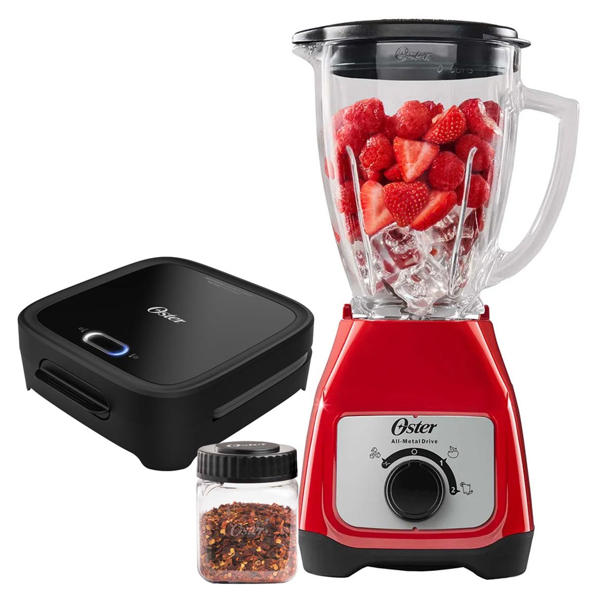 OSTER - Licuadora Oster con Vaso de Vidrio BLSTKAG-RRD + Sanguchera Oster