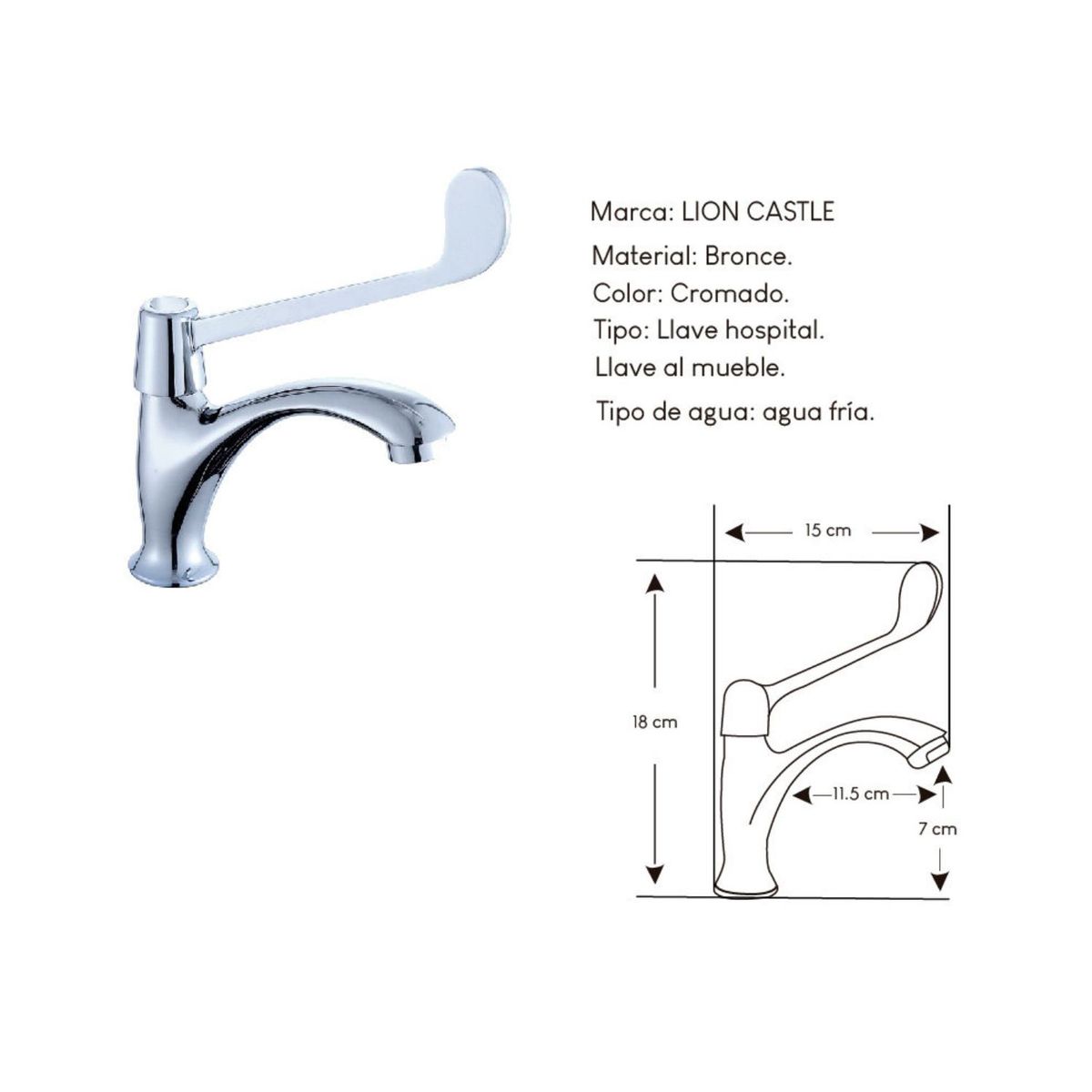 GENERICO - LLAVE DE HOSPITAL BRONCE CROMADO LN202