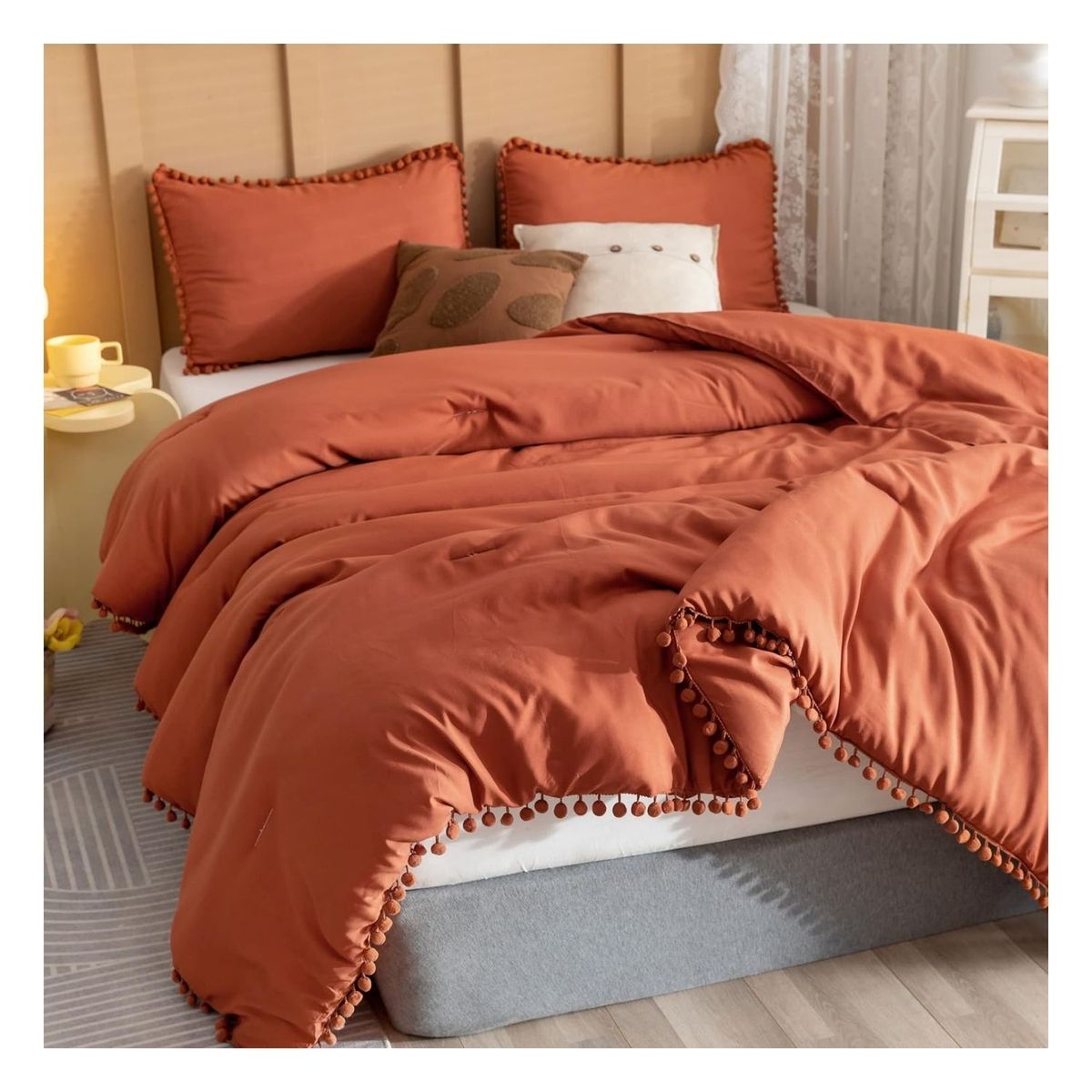GENERICO - Funda plumón yul 100 % algodón bramante terracota 200 hilos