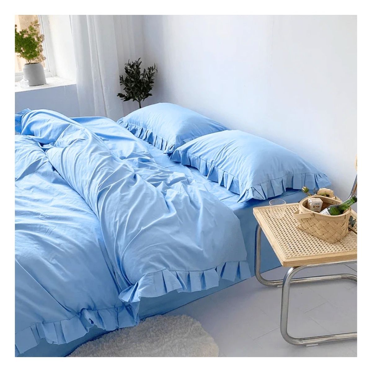 GENERICO - Funda plumón booms 100 % algodón bramante celeste 200 hilos