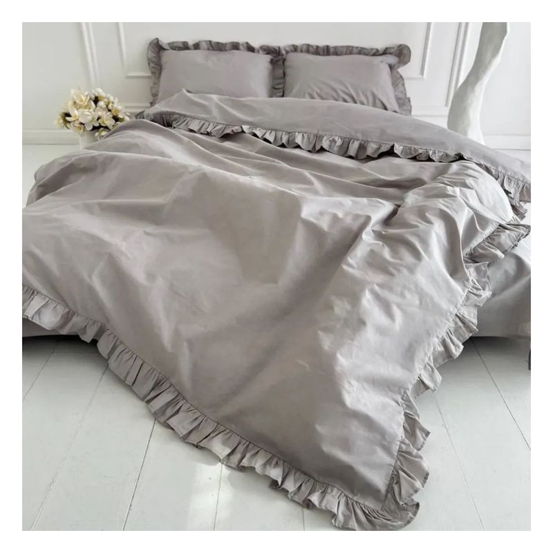 GENERICO - Funda plumón booms 100 % algodón bramante gris 200 hilos