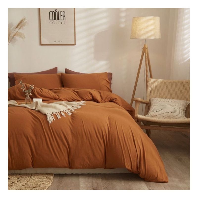 GENERICO - Funda plumón 100 % algodón bramante terracota 200 hilos