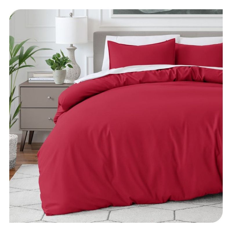 GENERICO - Funda plumón 100 % algodón bramante rojo 200 hilos