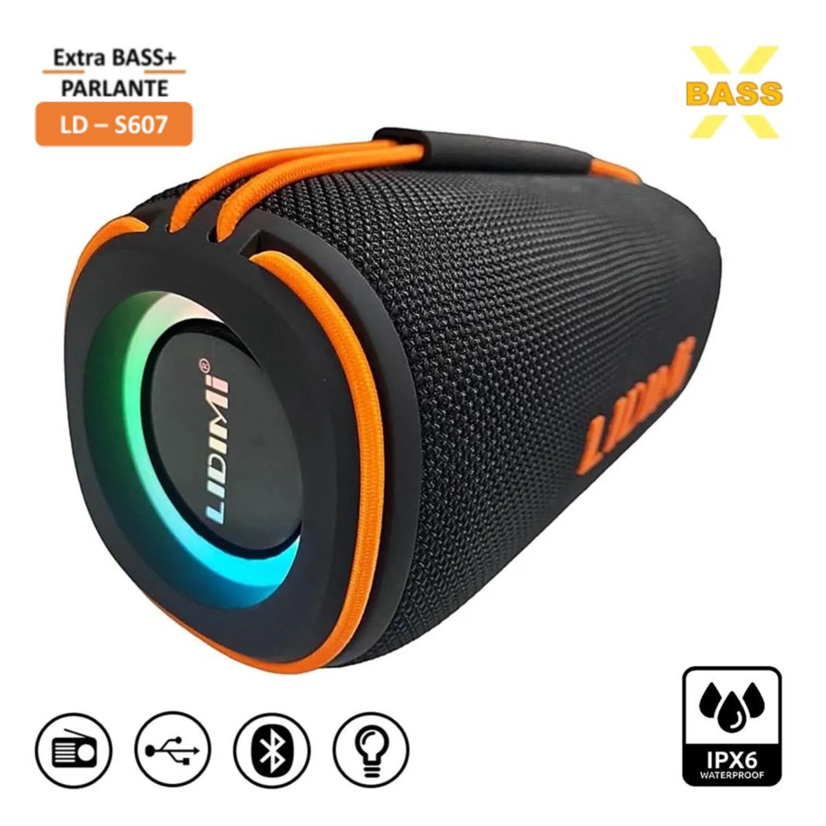 LIDIMI - Parlante Portable LIDIMI Bluetooth USB Radio Extra BASS LD-S607