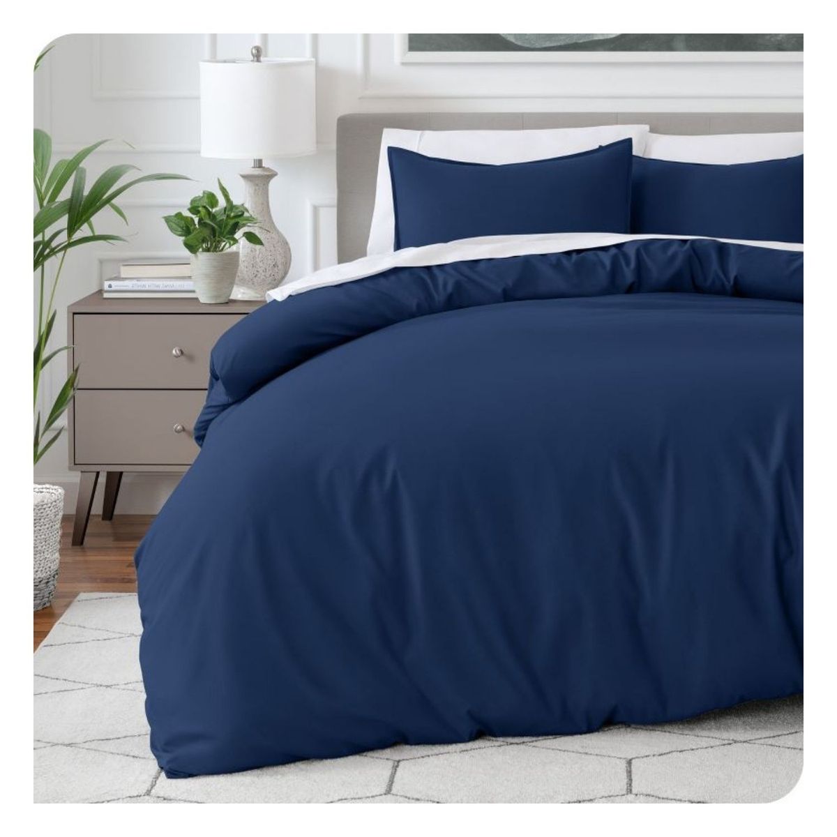 GENERICO - Funda plumón 100 % algodón bramante azul marino 200 hilos