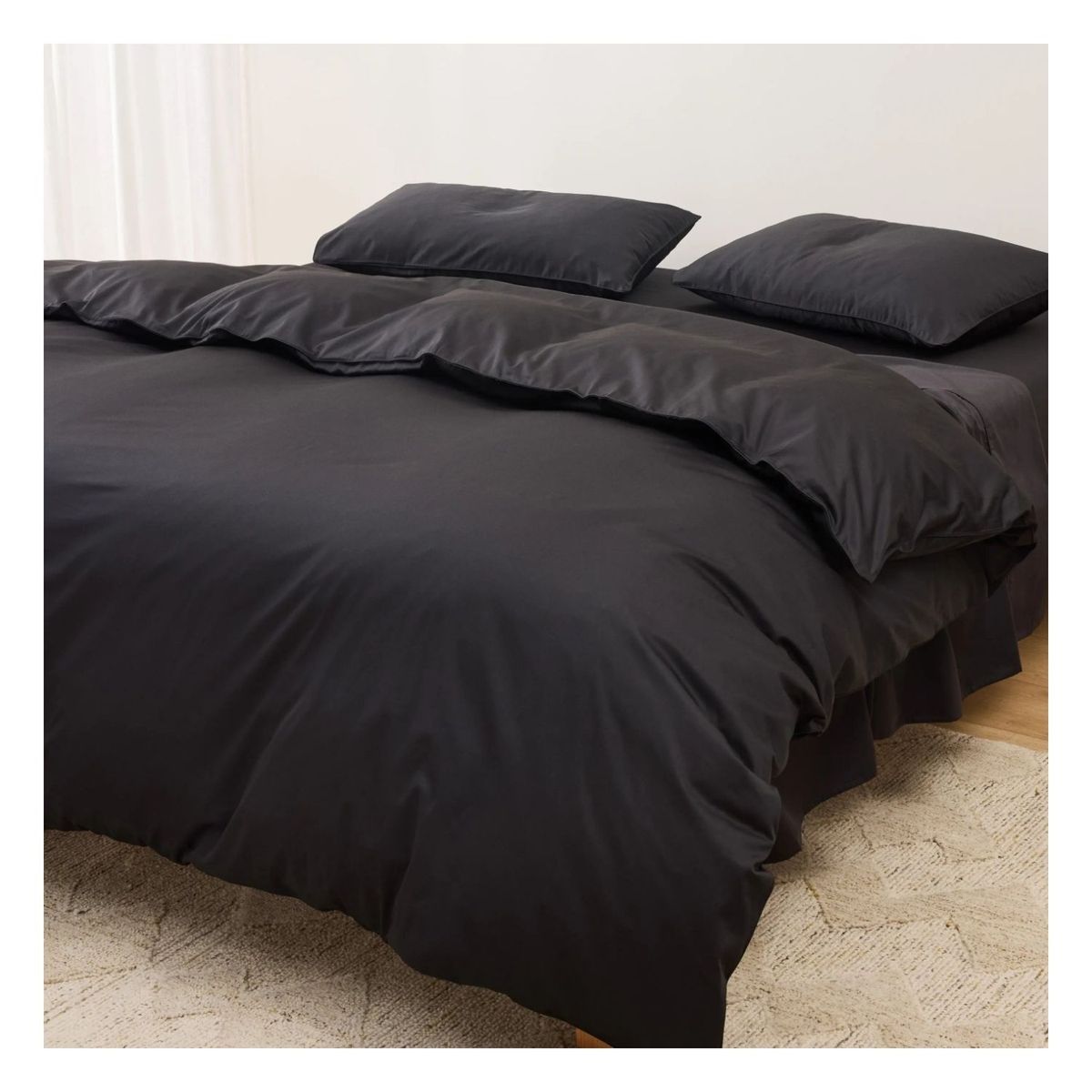 GENERICO - Funda plumón 100 % algodón bramante negro 200 hilos