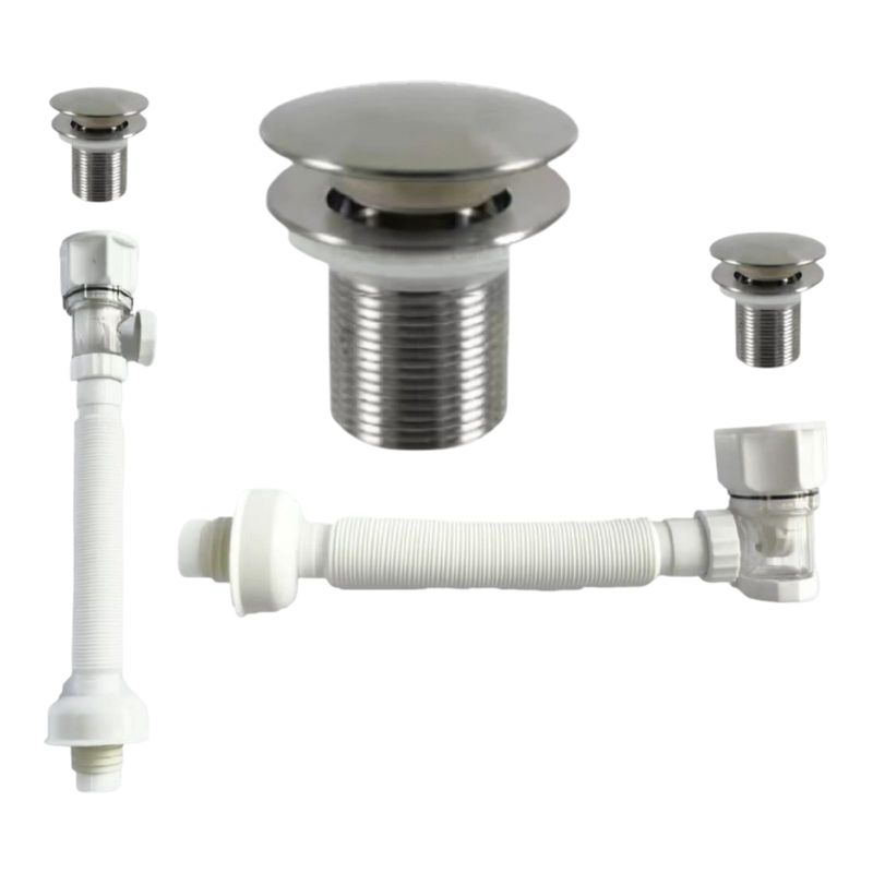 APACHE - Kit de Desagüe Push Flexible 1-14 para lavabo de Baño Blanco