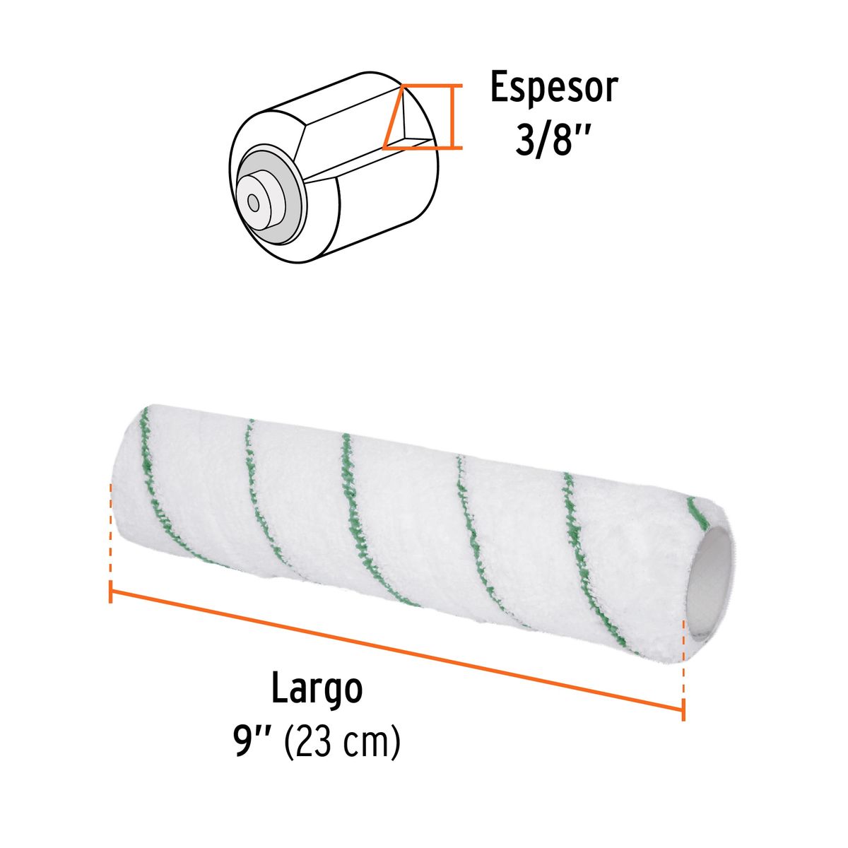 TRUPER - Repuesto De Rodillo Para Pintar, Felpa 9" X 3/8"Truper 13921