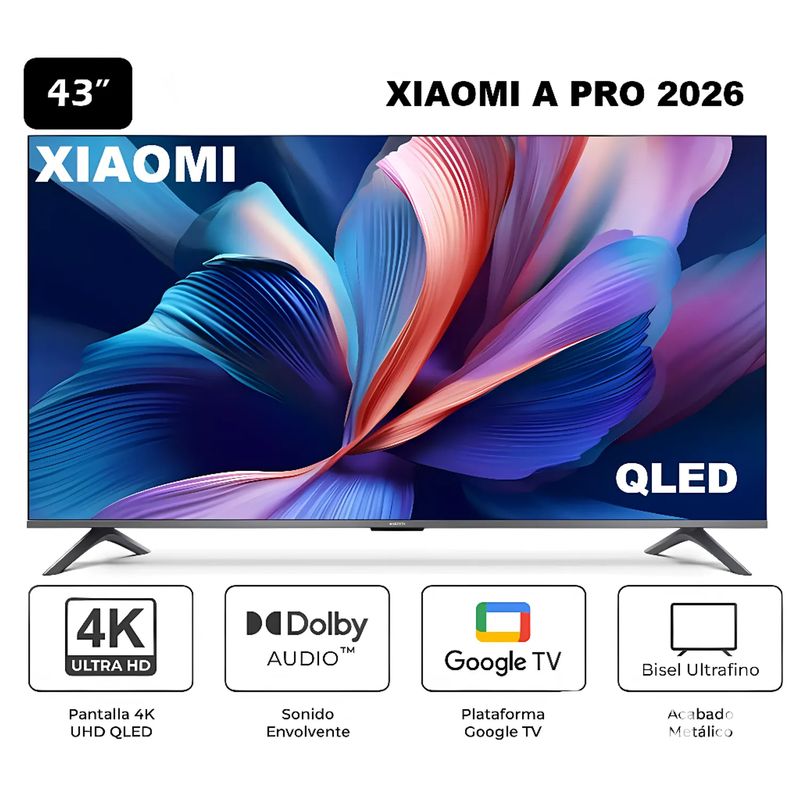 XIAOMI - Televisor Xiaomi Smart TV A Pro 43" QLED 4K Ultra HD 2026