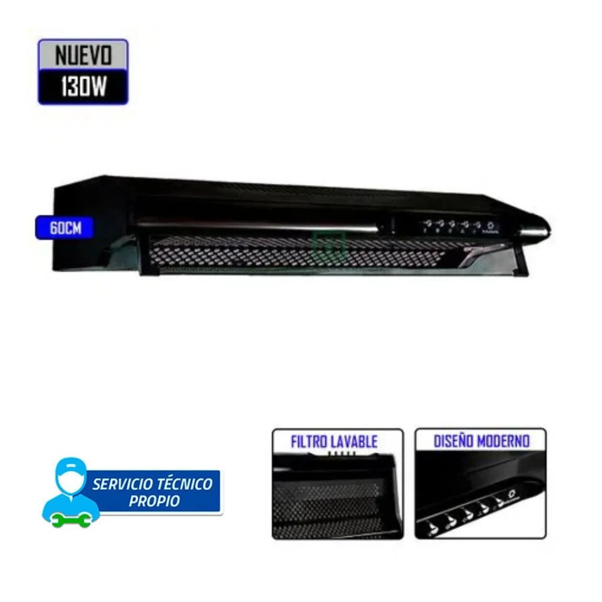 INDURAMA - CAMPANA EXTRACTORA INDURAMA - CEI-602NE 3 VELOCIDADES 60CM NEGRO