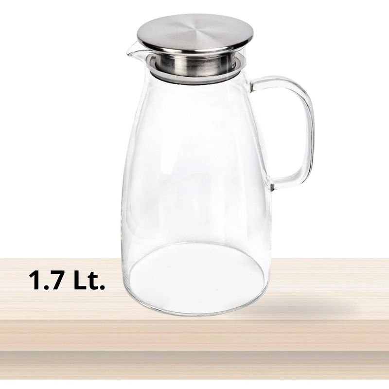ICHIMATSU - Jarra de vidrio borosilicato con tapa de acero 17 Lts