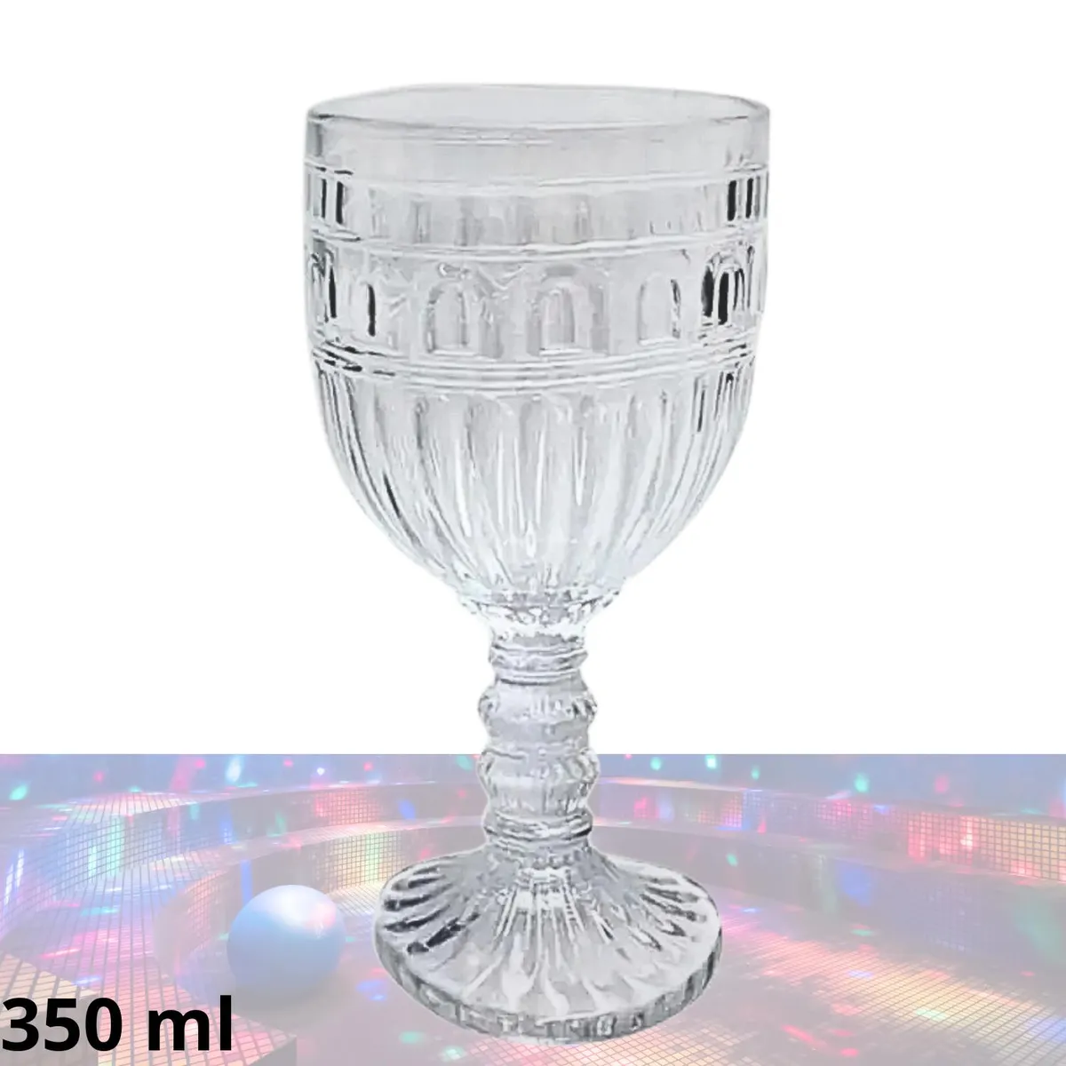 ICHIMATSU - Set de copas labradas Griego Transparente 350 ml (x6 piezas)