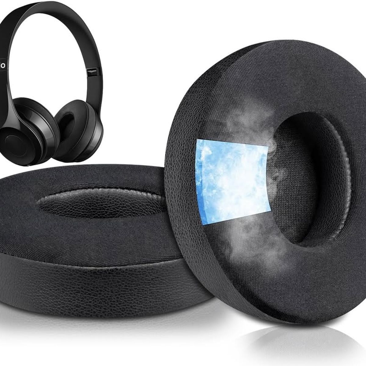 GENERICO - Almohadillas para audífonos Beats Solo 2 y 3  negro con gel