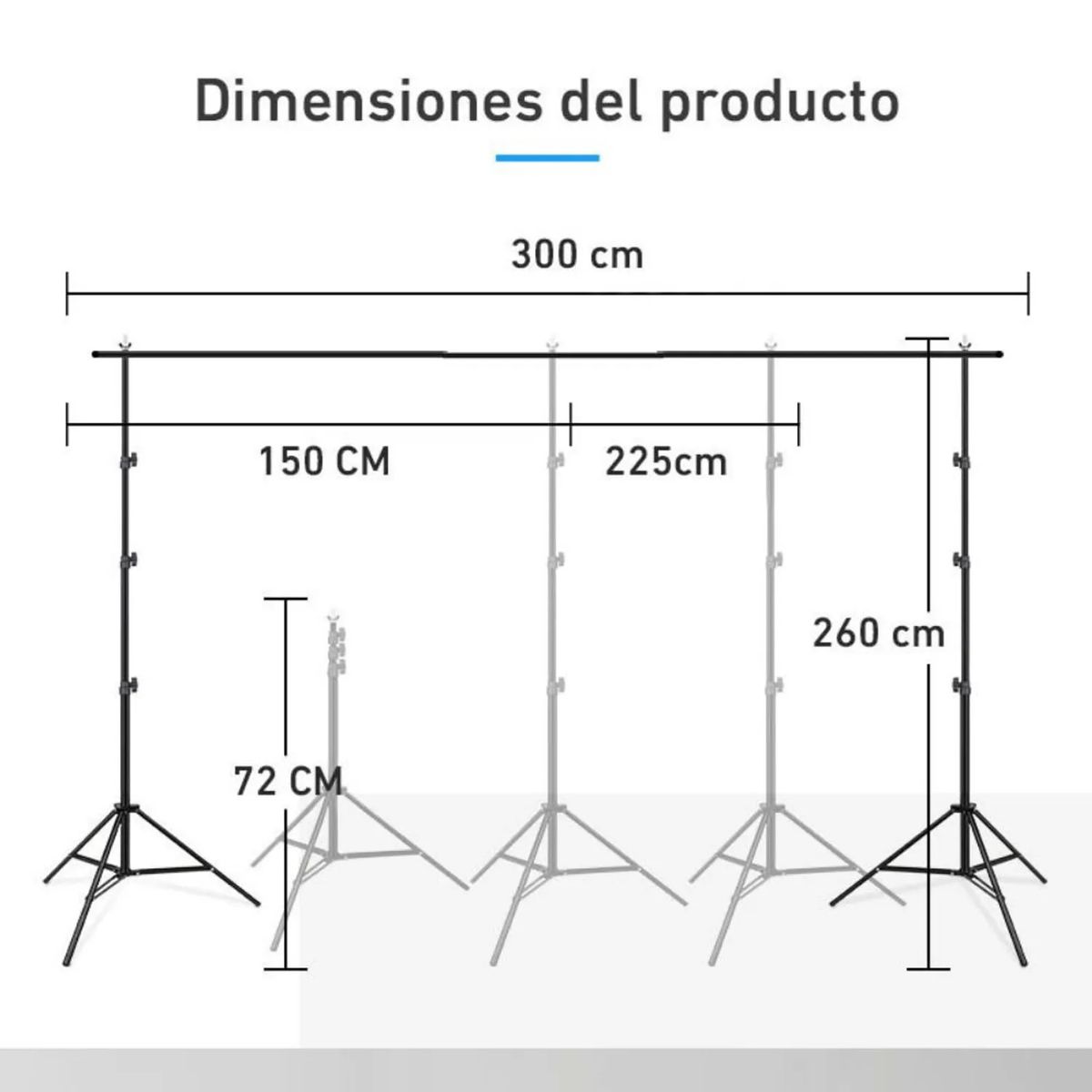 GENERICO - SOPORTE PARA FONDO DE FOTOGRAFIA 2.60 X 3.00 MT VERDE CHROMA