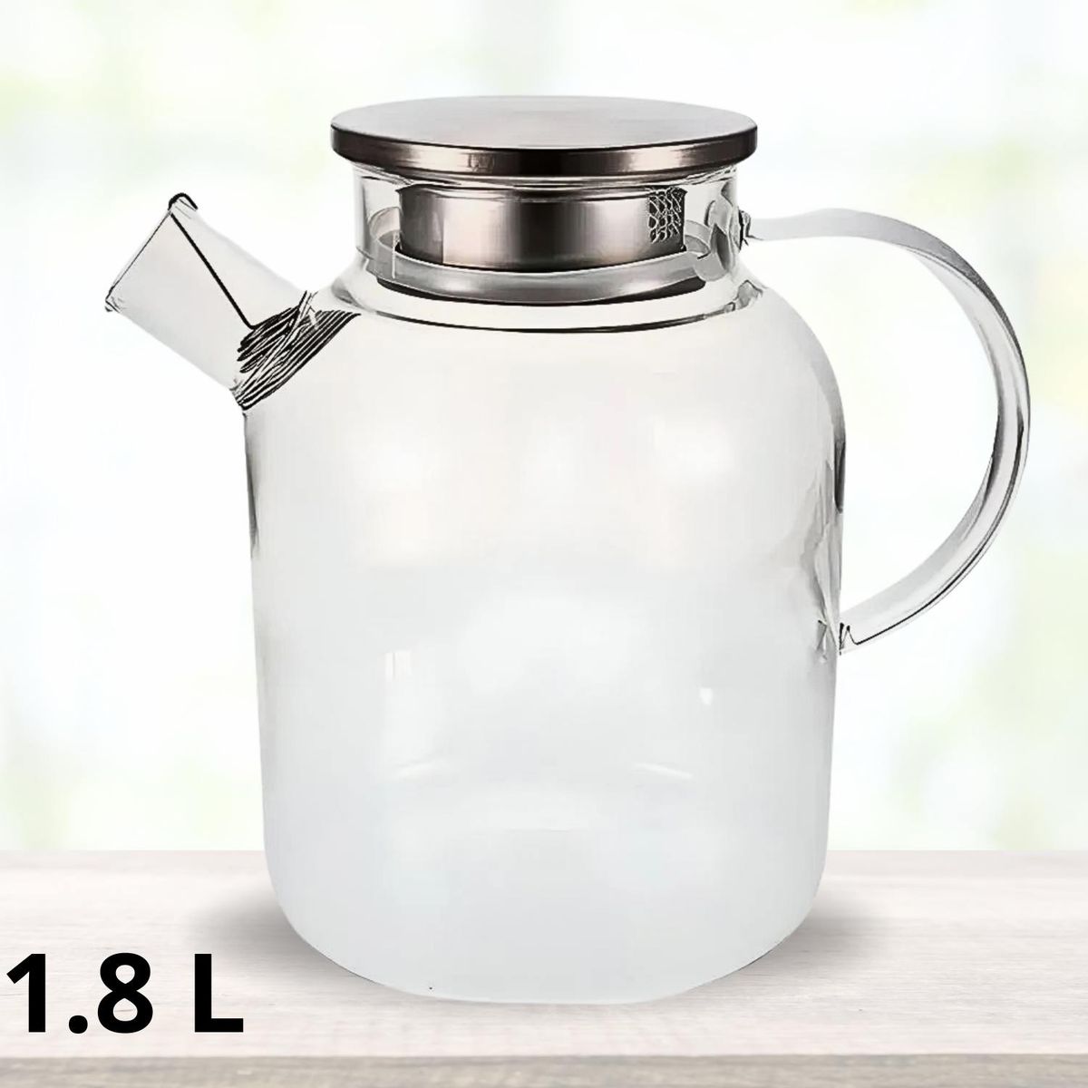 ICHIMATSU - Tetera de vidrio borosilicato con tapa de acero 1.8 L