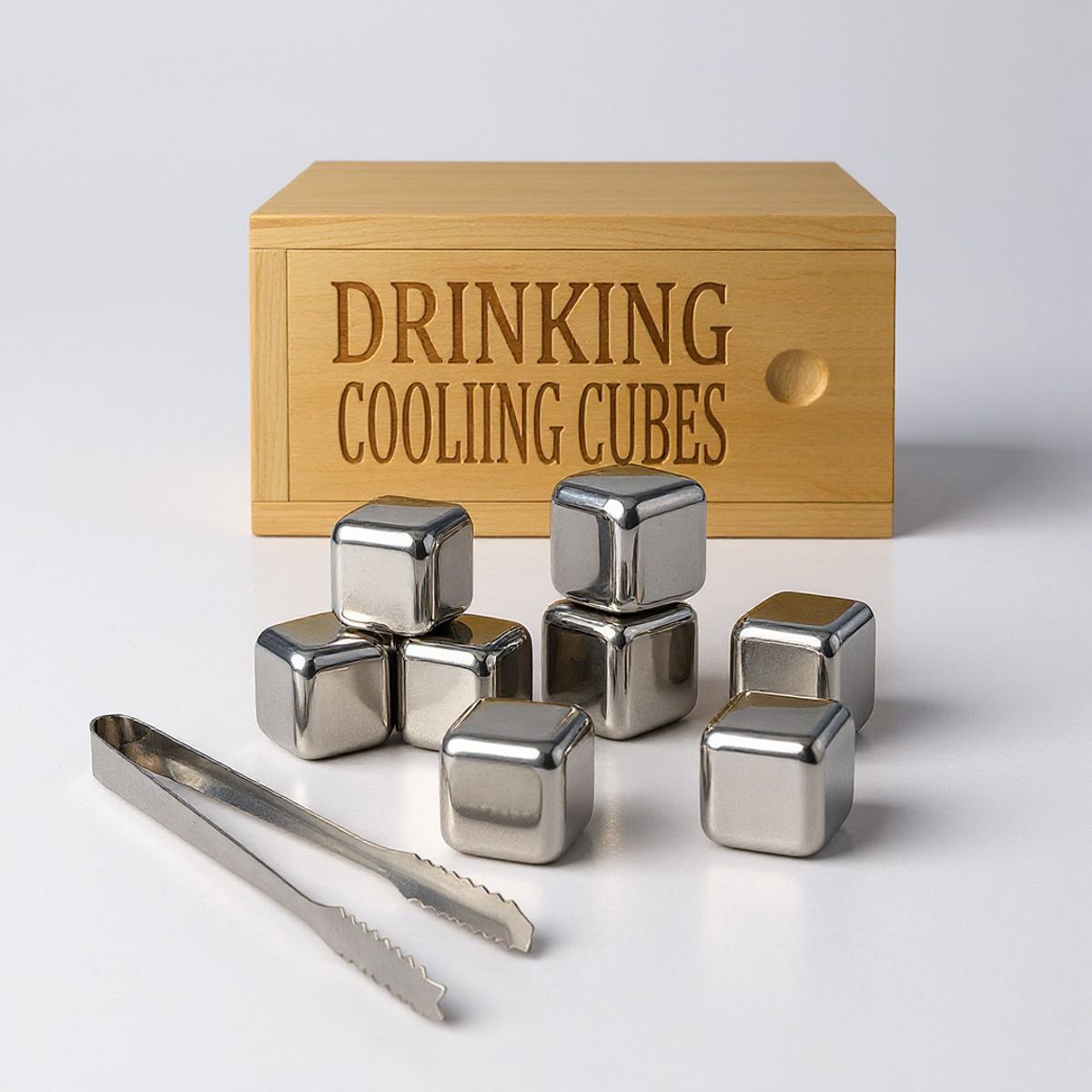 GENERICO - Cubos de Hielo Reutilizables de Acero Inoxidable + Pinza