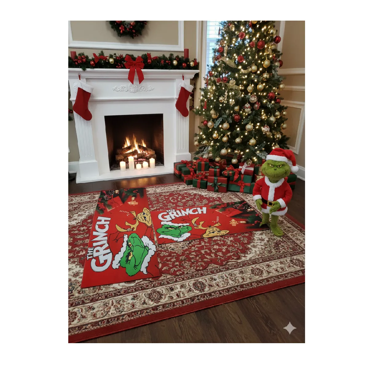 GENERICO - Set Alfombras Decorativas Navideñas 2 pzas Grinch
