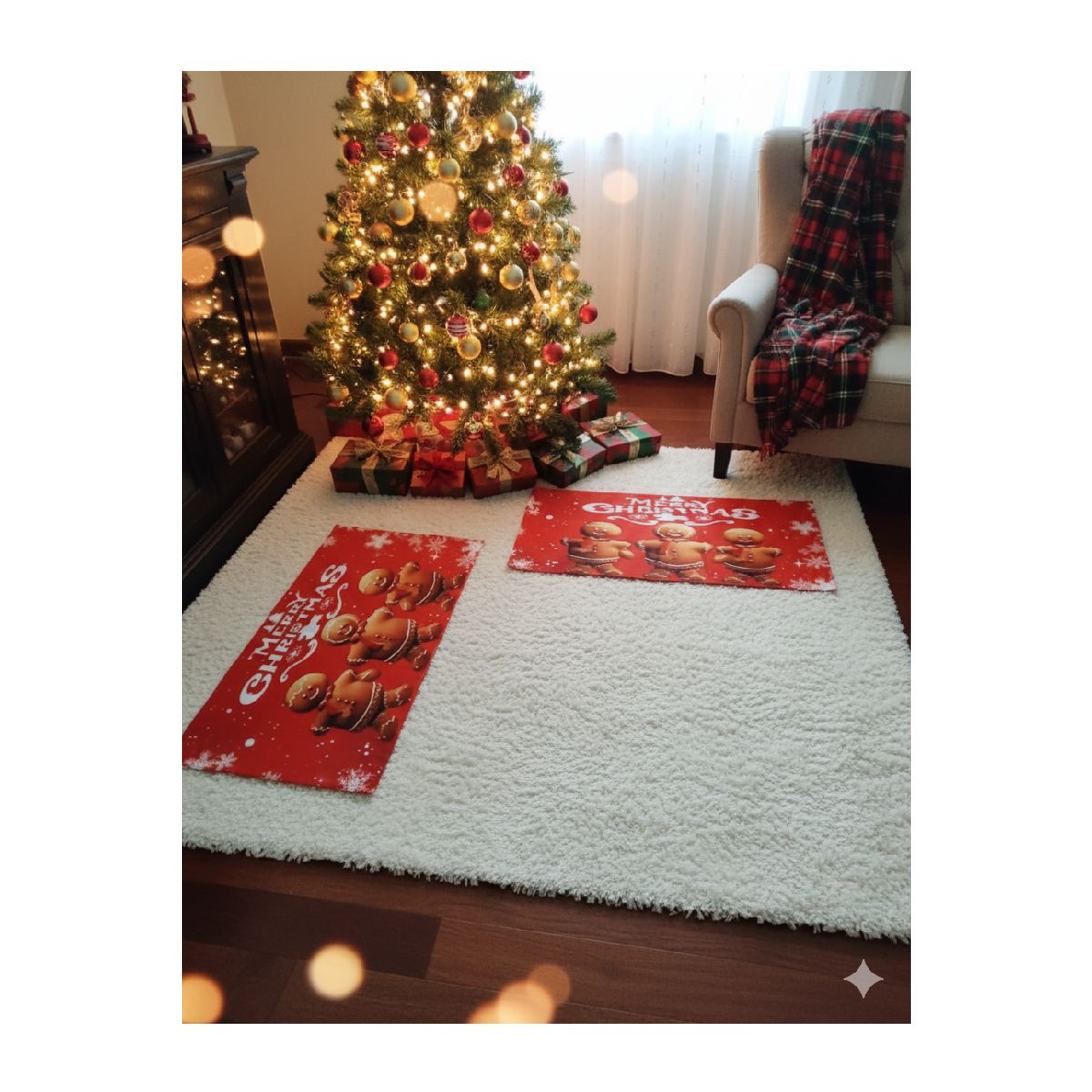 GENERICO - Set Alfombras Decorativas Navideñas 2 pzas Galleta