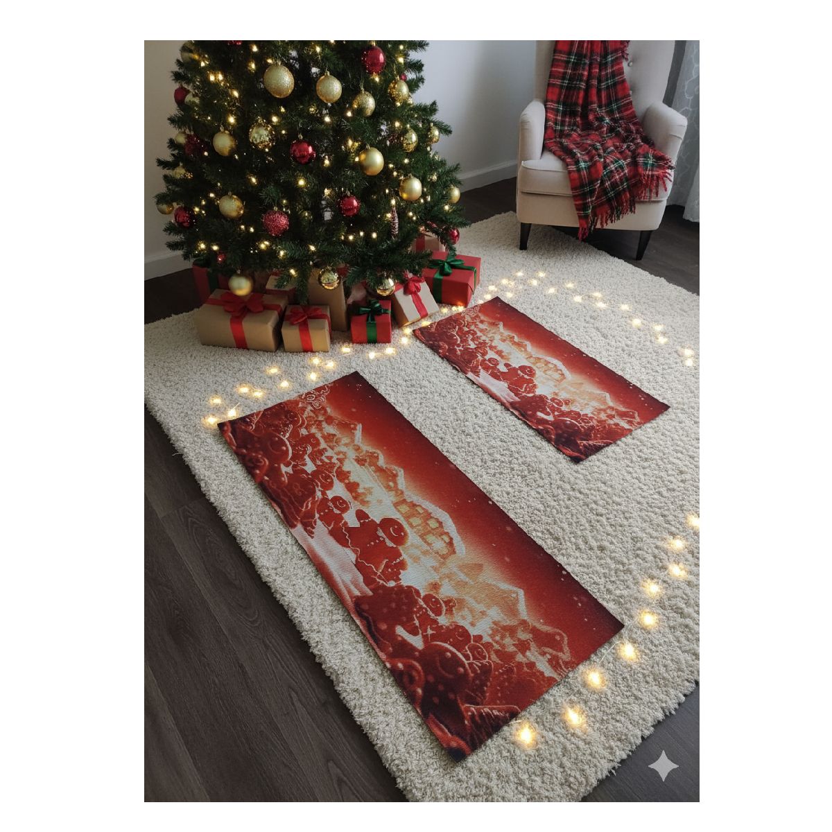 GENERICO - Set Alfombras Decorativas Navideñas 2 pzas Galleta