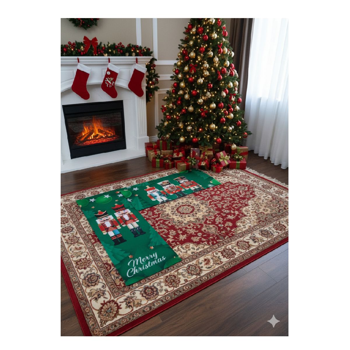 GENERICO - Set Alfombras Decorativas Navideñas 2 pzas Cascanueces