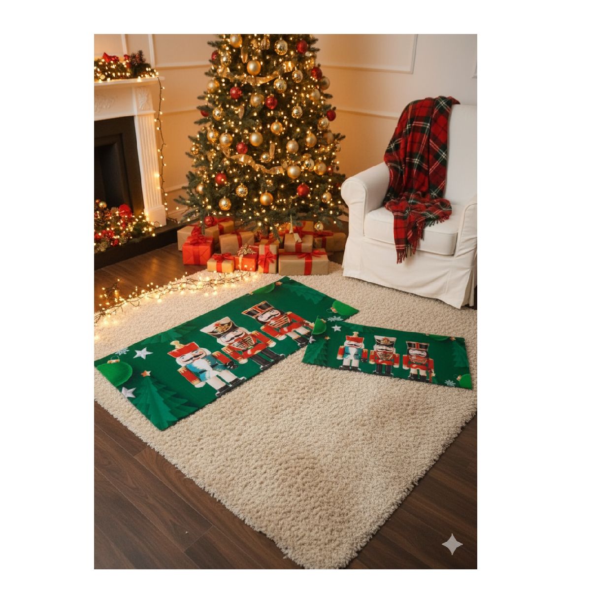 GENERICO - Set Alfombras Decorativas Navideñas 2 pzas Cascanueces