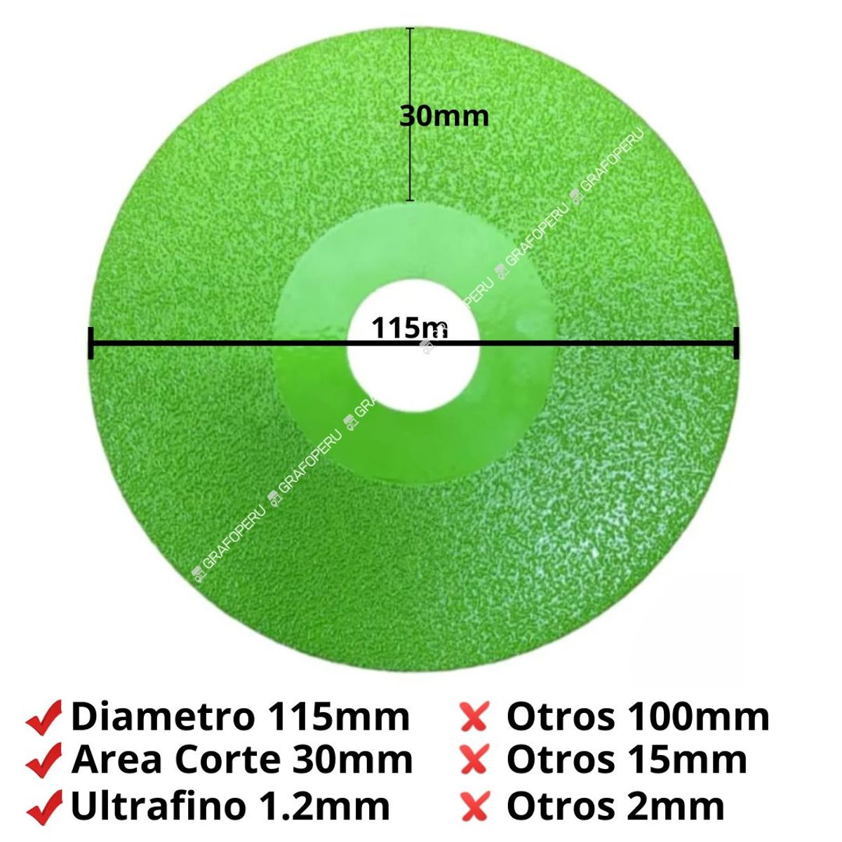 OEM - Disco Diamantado Verde Porcelanato Vidrio 4 1/2 115m