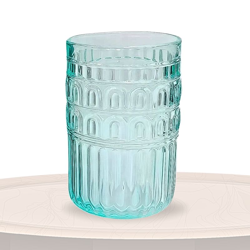 ICHIMATSU - Set de vasos labrados Griego Celeste 390 ml x6 piezas