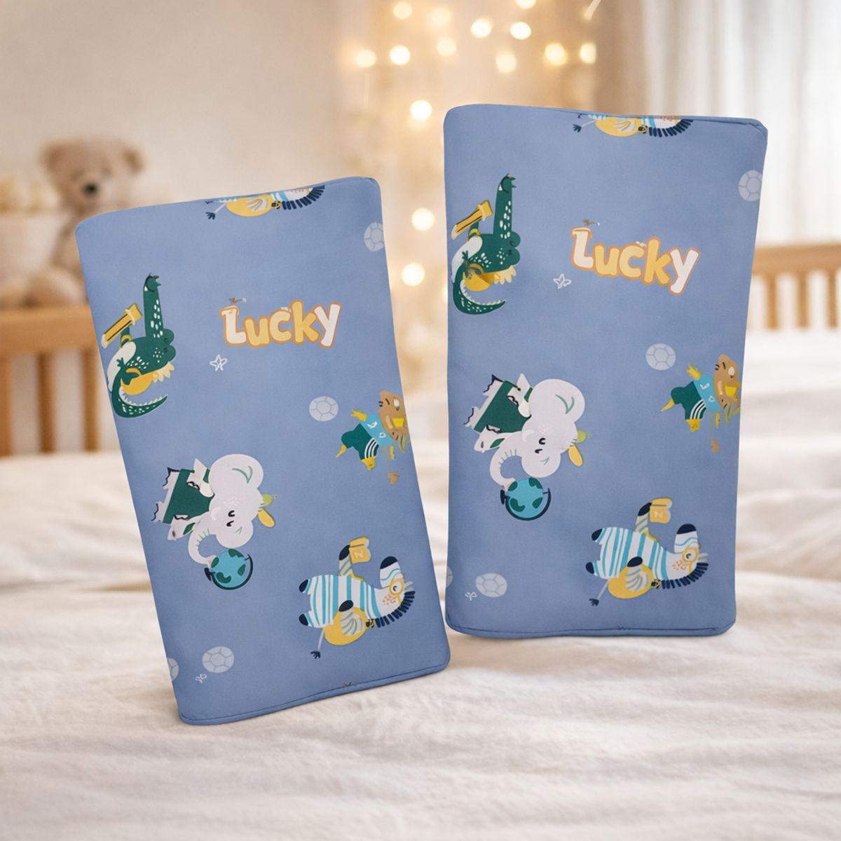 GENERICO - Pack x2 Almohadas Infantiles Celeste Suaves Cómodas y Seguras