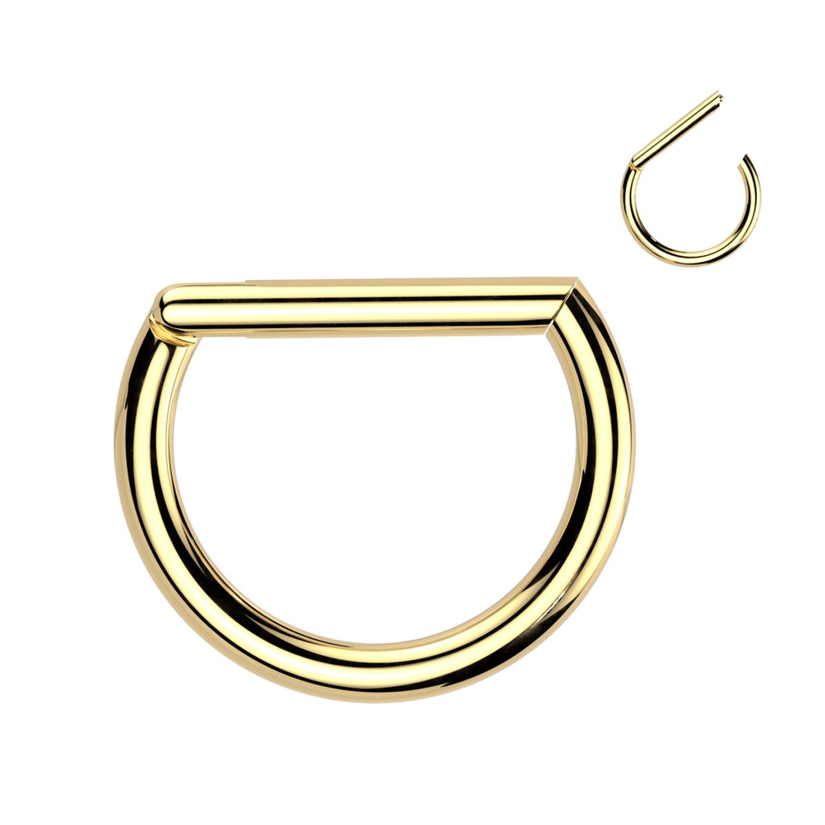 ADR JOYERIA CORPORAL - Piercing Argolla forma en D Septum Daith Titanio ADR Joyería Corporal