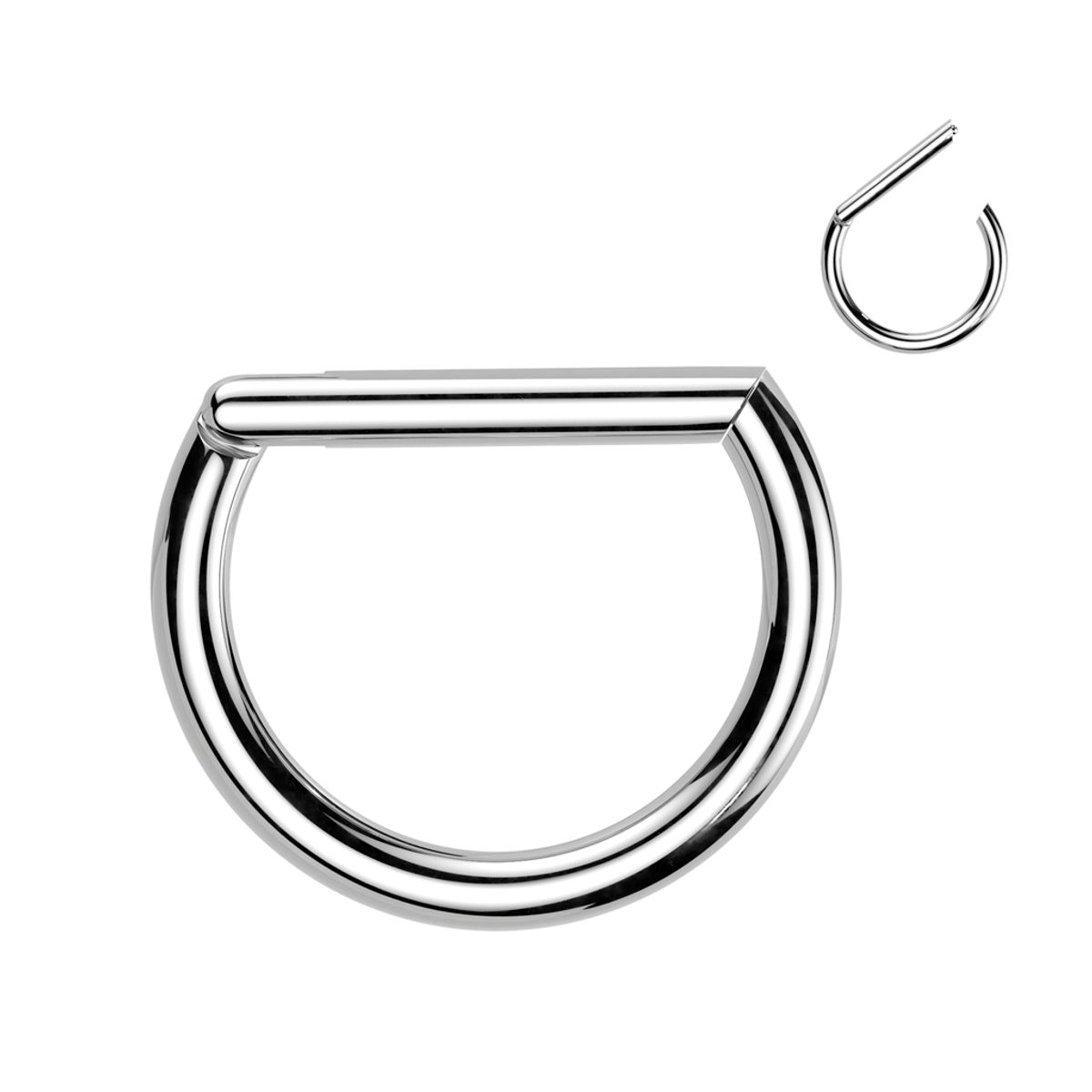 ADR JOYERIA CORPORAL - Piercing Argolla forma en D Septum Daith Titanio ADR Joyería Corporal