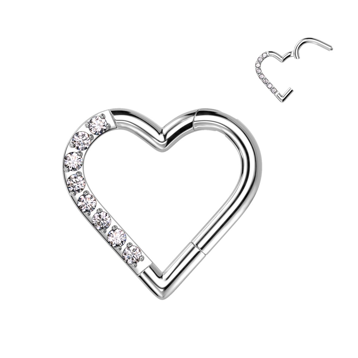 ADR JOYERIA CORPORAL - Piercing Argolla Corazón Zircones Oreja Daith Titanio ADR Joyería