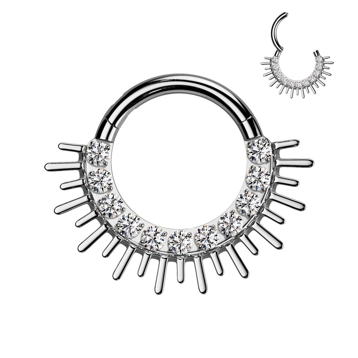 ADR JOYERIA CORPORAL - Piercing Argolla Zircones Sol Septum Daith Titanio ADR Joyería