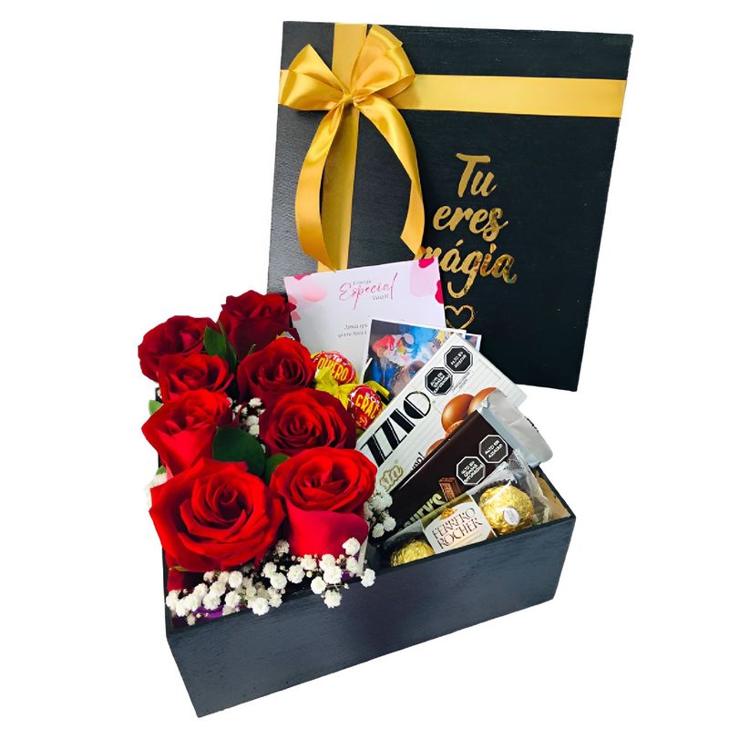 GENERICO - Caja de rosas rojas y chocolates Vanessa