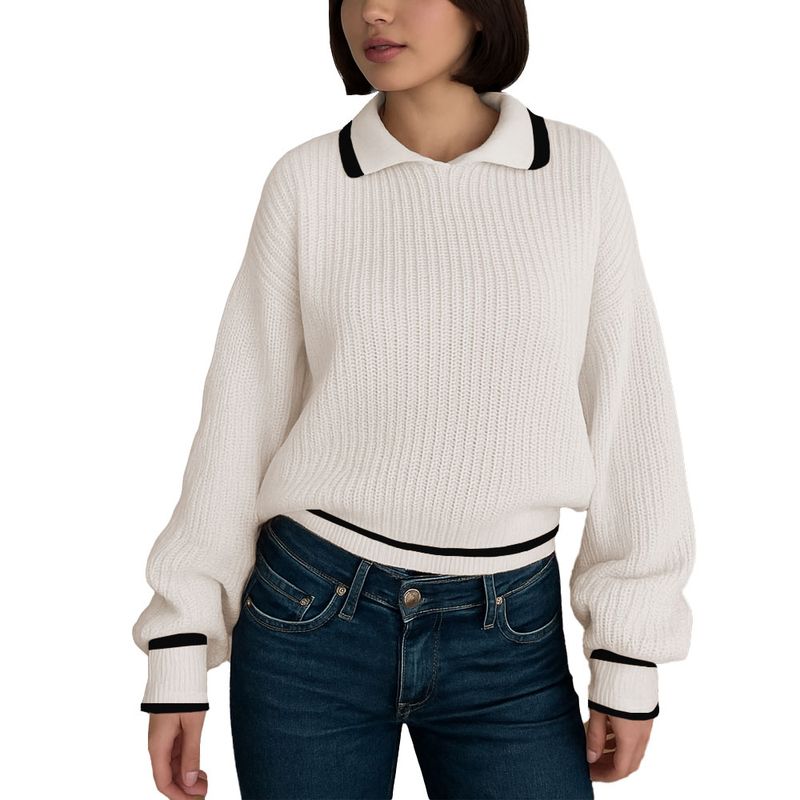 GENERICO - Chompa Mujer Camisero Dralom 463G-27 Color Hueso