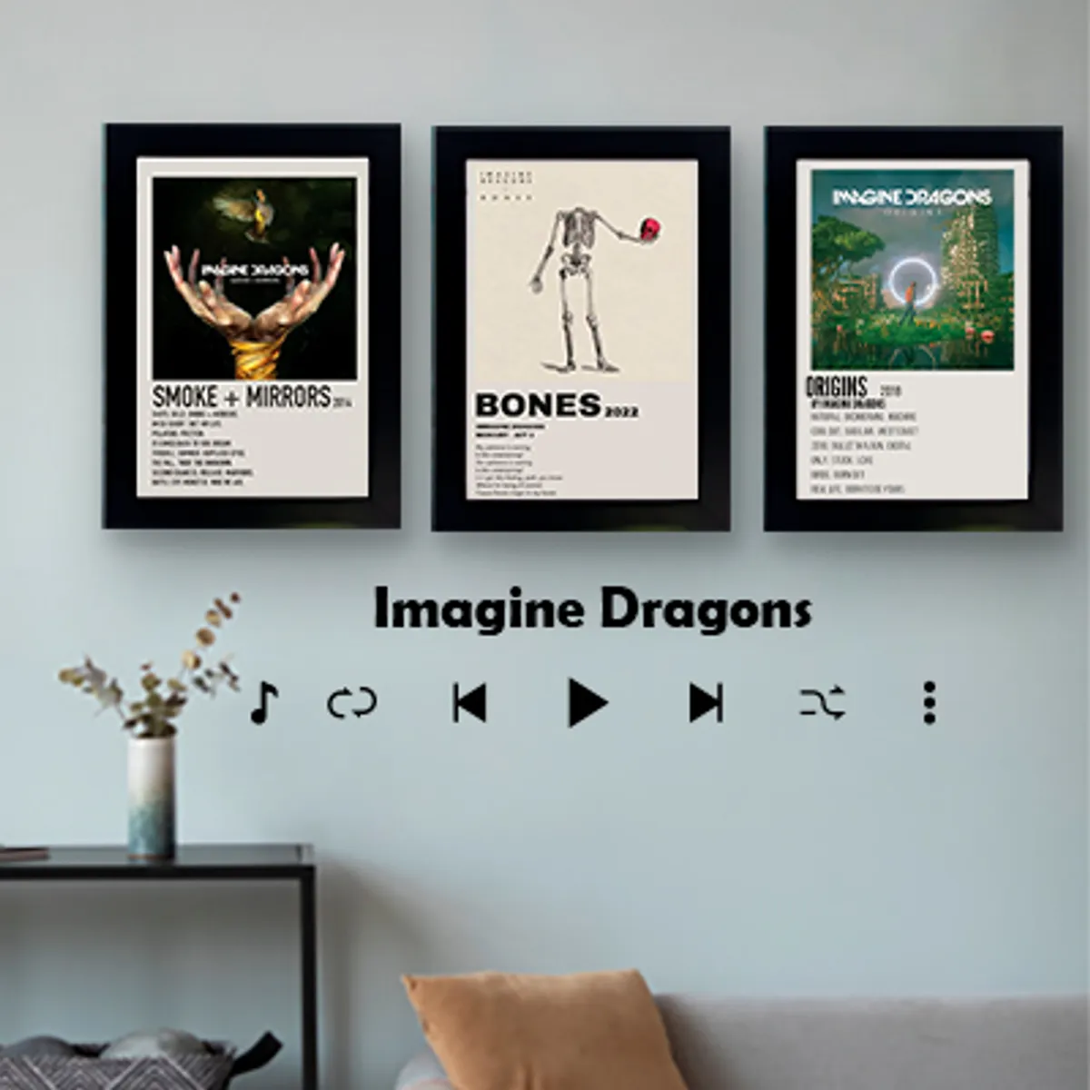 MOON - Juego de cuadros + vinil adhesivo decorativo Imagine Dragons