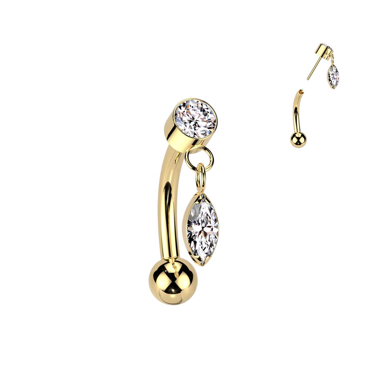 ADR JOYERIA CORPORAL - Piercing Ceja Curvo Colgante Oreja Rook Titanio ADR Joyería Corporal