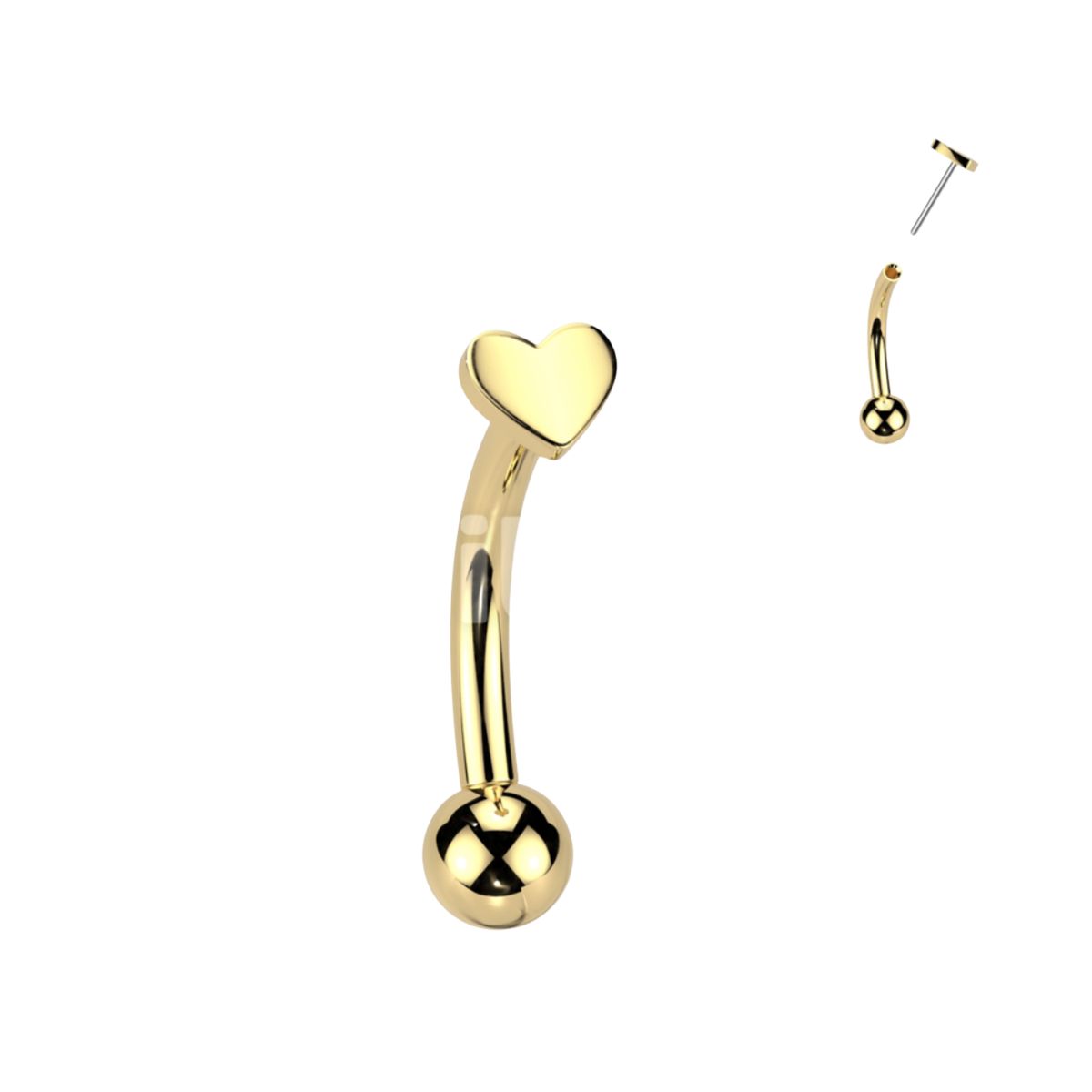 ADR JOYERIA CORPORAL - Piercing Ceja Curvo Corazón Oreja Rook Titanio ADR Joyería Corporal