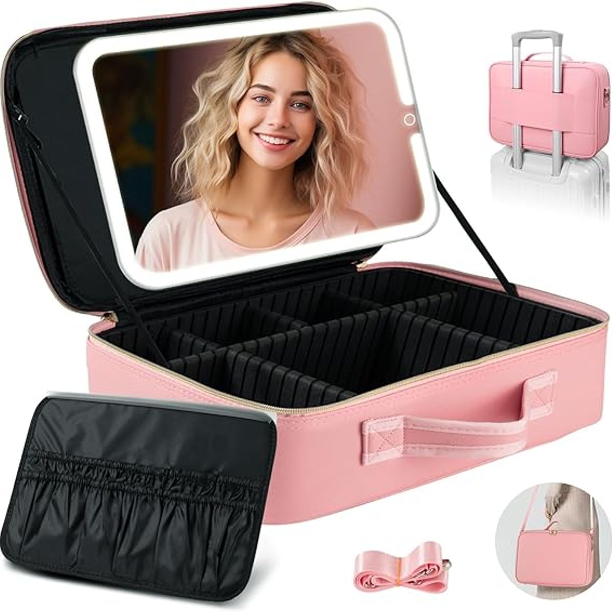 NECESER ORGANIZADOR MAQUILLAJE CON LUZ LED Y ESPEJO PORTÁTIL, marca GENERICO - Foto Principal